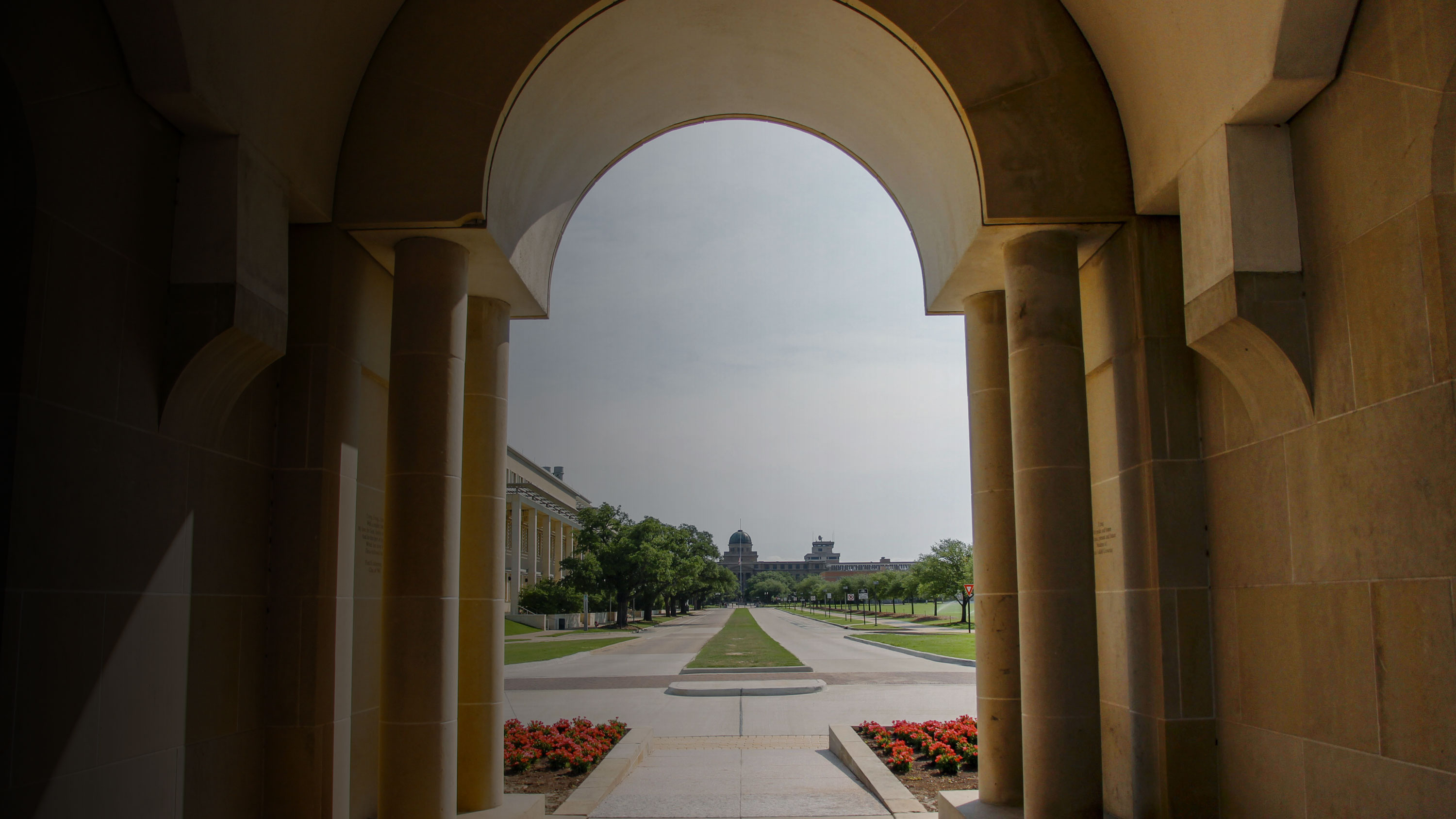 A view of the Texas A&M campus through the clock tower.