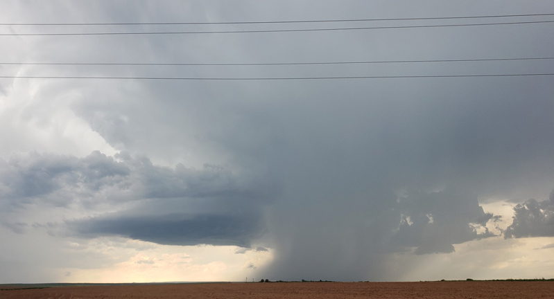 Supercell thunderstorm observed by Texas A&M University's 2023 Convective Storms Field Studies class in the Texas Panhandle
