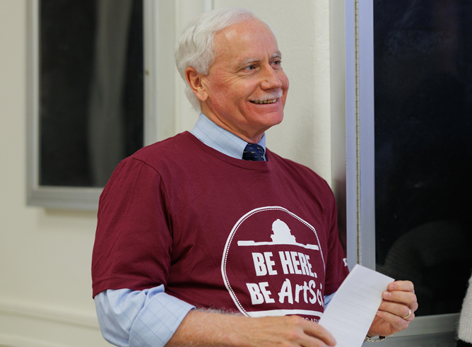 Texas A&amp;M biologist Mark Zoran at the ArtSci Party at the Plaza in the Academic Building, held on Nov. 3, 2023